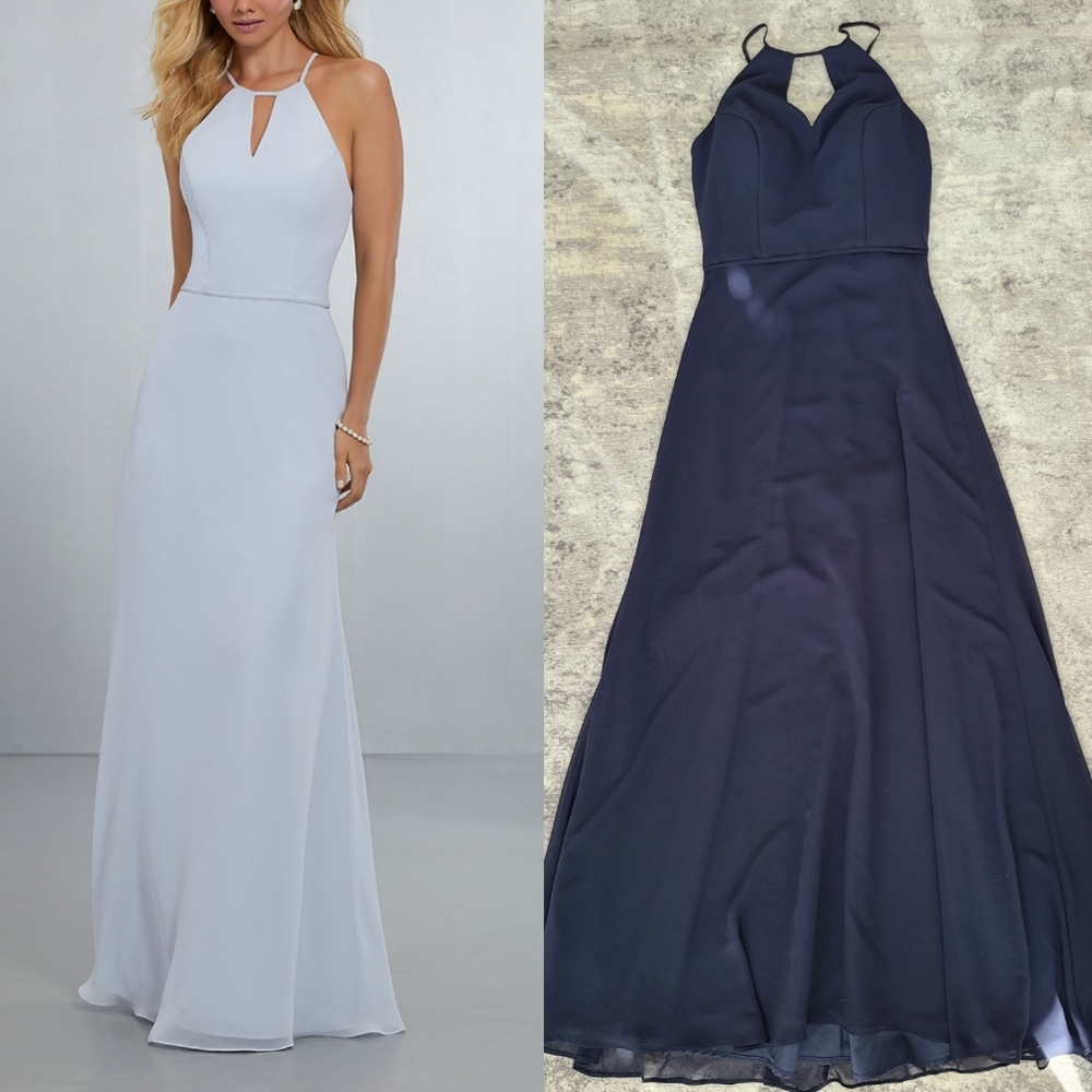 Mori Lee Navy Chiffon Bridesmaids Dress Size 4